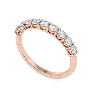 Round Cut Half Eternity Shared Prong Diamond Band