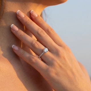 Crown Round Hidden Halo Engagement Ring 2.0 ct