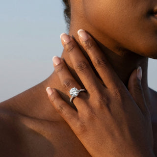 Crown Round Hidden Halo Engagement Ring 5.0 ct