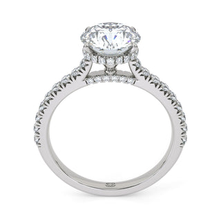 Crown Round Hidden Halo Engagement Ring 1.5 ct