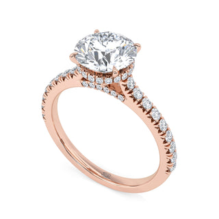 Crown Round Hidden Halo Engagement Ring 1.5 ct