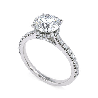 Crown Round Hidden Halo Engagement Ring 1.5 ct