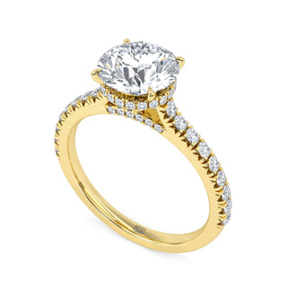 Crown Round Hidden Halo Engagement Ring 1.5 ct