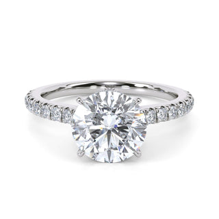 Crown Round Hidden Halo Engagement Ring 1.5 ct