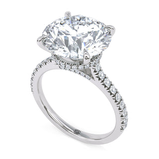 Crown Round Hidden Halo Engagement Ring 5.0 ct