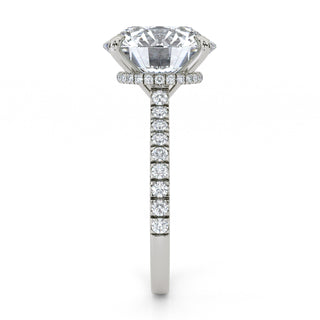 Crown Round Hidden Halo Engagement Ring 5.0 ct