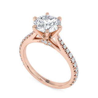 Arch Round Cathedral Pavé Engagement Ring 1.5 ct