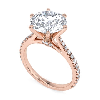 Arch Round Cathedral Pavé Engagement Ring 3.0 ct