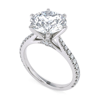 Arch Round Cathedral Pavé Engagement Ring 3.0 ct