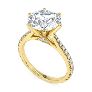 Arch Round Cathedral Pavé Engagement Ring 3.0 ct
