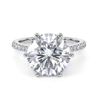 Arch Round Cathedral Pavé Engagement Ring 3.0 ct