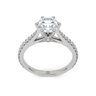 Arch Round Cathedral Pavé Engagement Ring 1.0 ct