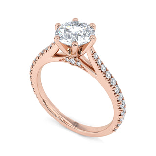Arch Round Cathedral Pavé Engagement Ring 1.0 ct
