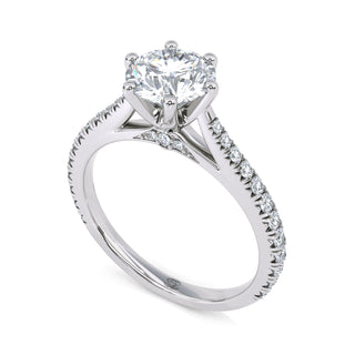 Arch Round Cathedral Pavé Engagement Ring 1.0 ct