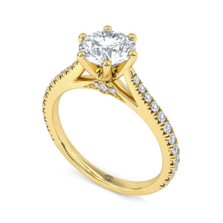 Arch Round Cathedral Pavé Engagement Ring 1.0 ct