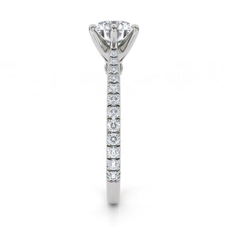 Arch Round Cathedral Pavé Engagement Ring 1.0 ct