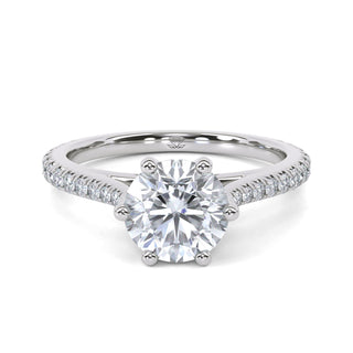 Arch Round Cathedral Pavé Engagement Ring 1.0 ct