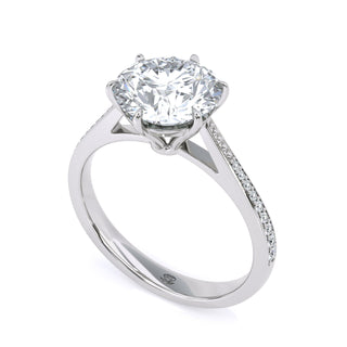 Round Cut Side-Stone Engagement Ring 2.0 ct