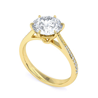 Round Cut Side-Stone Engagement Ring 2.0 ct