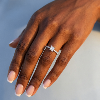 Princess Cut Classic Pavé Engagement Ring 1.0 ct