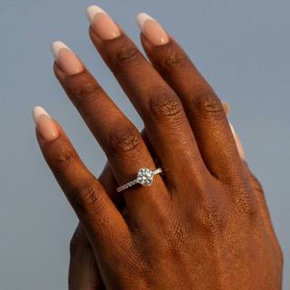 Round Cut Petite Pavé Engagement Ring 1.0 ct