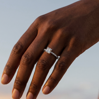 Cushion Cut Fine Pavé Engagement Ring 0.7 ct