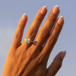 Asscher Cut Petite Pavé Engagement Ring 1.0 ct