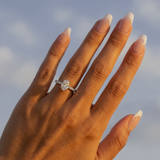 Oval Cut Petite Pavé Engagement Ring 0.5 ct