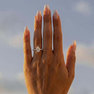 Pear Cut Slim Petite Pavé Engagement Ring 1.0 ct