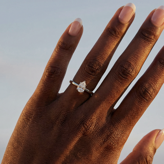 Pear Cut Cathedral Solitaire Engagement Ring 1.0 ct