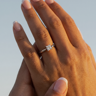 Princess Cut Cathedral Solitaire Engagement Ring 1.0 ct