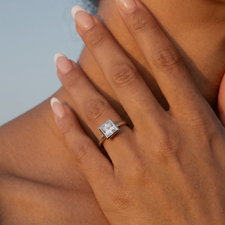 Princess Cut Bezel-Style Solitaire Engagement Ring 1.0 ct