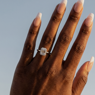 Emerald Cut Halo Engagement Ring 1.0 ct