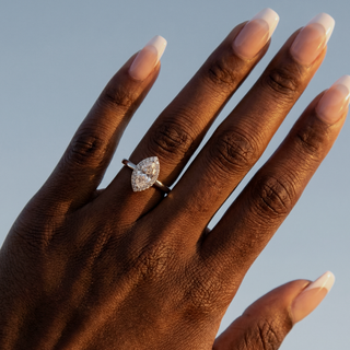 Marquise Cut Halo Engagement Ring 0.5 ct