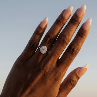 Oval Cut Halo Cathedral Engagement Ring 1.0 ct