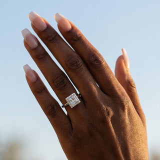 Princess Cut Halo Engagement Ring 0.75 ct