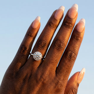 Round Cut Halo Cathedral Engagement Ring 0.8 ct