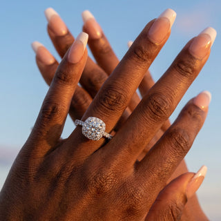 Cushion Cut Halo Pavé Engagement Ring 0.7 ct