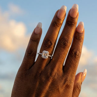 Emerald Cut Halo Pavé Engagement Ring 1.0 ct