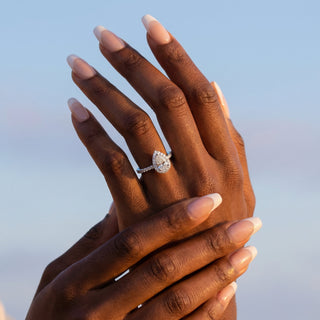 Pear Cut Halo Pavé Engagement Ring 1.0 ct
