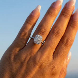 Emerald Cut Classic Halo Pavé Engagement Ring 1.0 ct
