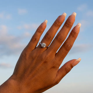 Cushion Cut Halo Cathedral Engagement Ring 0.5 ct