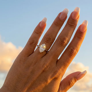 Marquise Cut Halo Cathedral Engagement Ring 0.5 ct