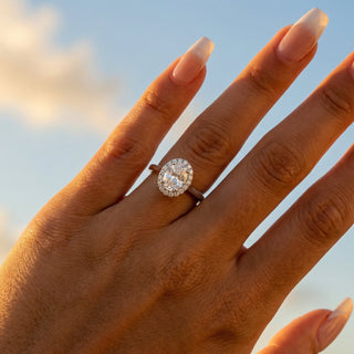 Oval Cut Halo Cathedral Engagement Ring 0.75 ct
