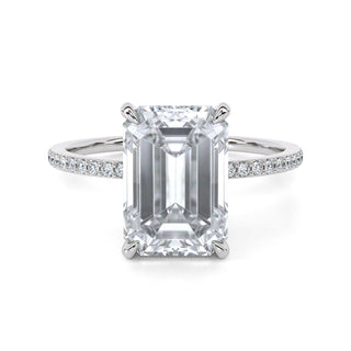 3 ct Emerald Lab Grown Diamond Lumen Hidden Accent Engagement Ring | 3.1 ct tw