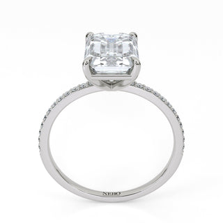 3 ct Emerald Lab Grown Diamond Lumen Hidden Accent Engagement Ring | 3.1 ct tw