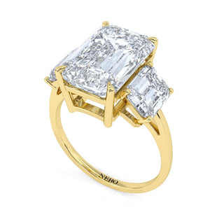 4.54 ct Emerald Lab Grown Diamond Antwerpen IV Three-Stone Engagement Ring | 6.32 ct tw