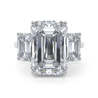 4.54 ct Emerald Lab Grown Diamond Antwerpen IV Three-Stone Engagement Ring | 6.32 ct tw