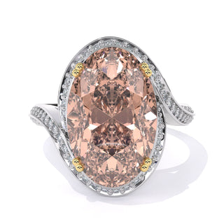 Oval Cut Halo Gemstone Engagement Ring with Pavé Split Shank
