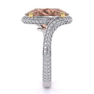 Oval Cut Halo Gemstone Engagement Ring with Pavé Split Shank